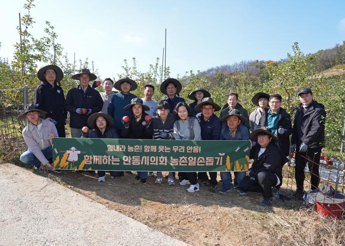 안동시의회, 사과수확 등 농촌일손돕기 봉사활동 